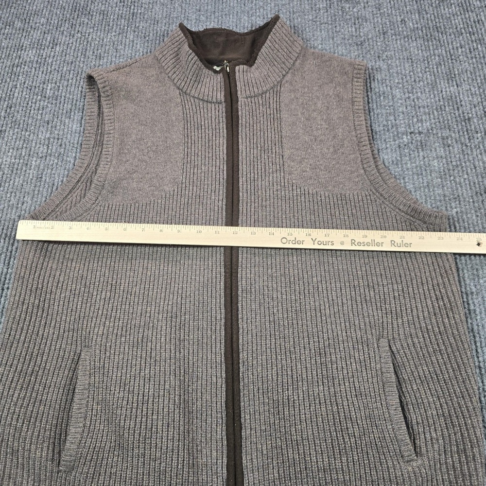 L.L. Bean Vest Mens 2XL‎ Brown Merino Wool Knit Full Zip Lined Pockets Winter - Picture 6 of 7